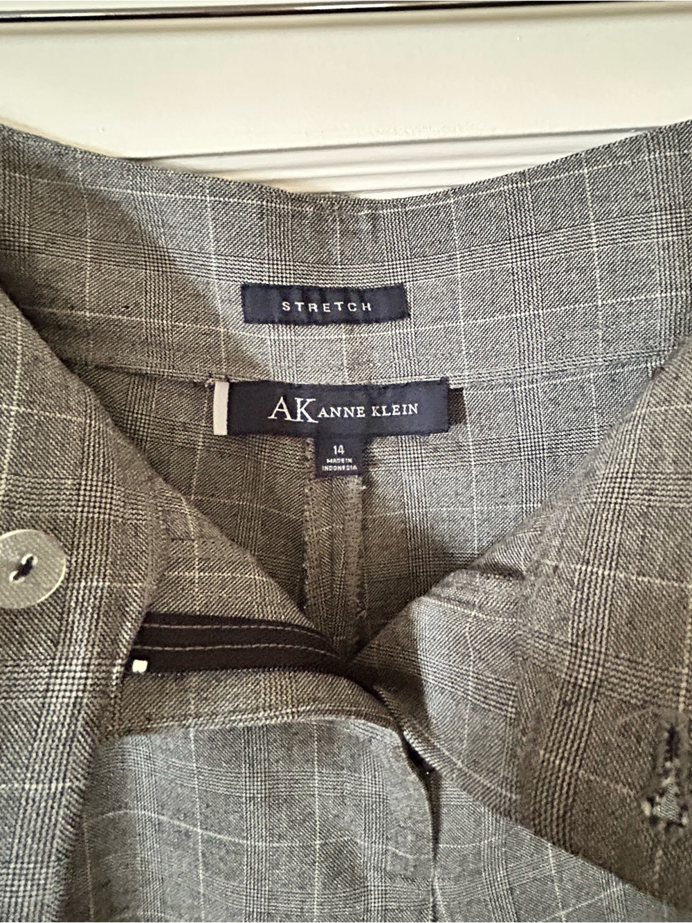 AK Anne Klein Gray Windowpane Wide-Leg Trousers - Picture 4 of 7